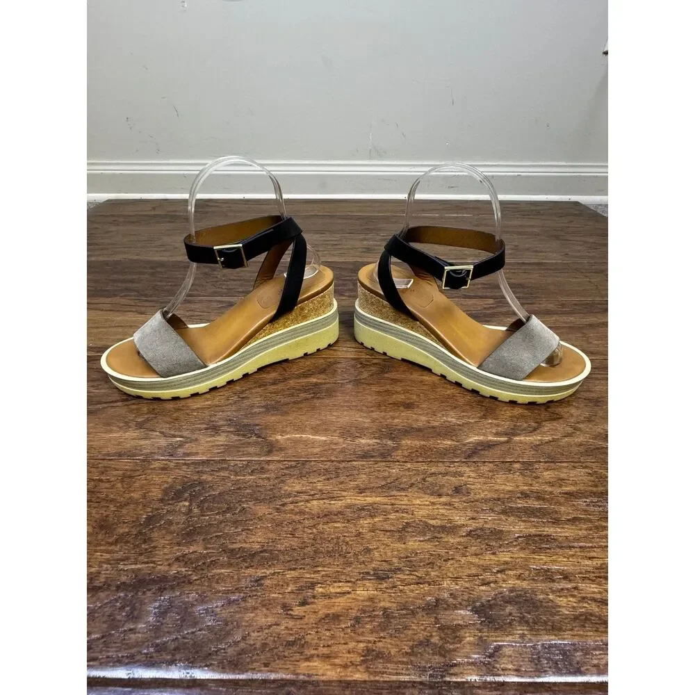 SEE BY CHLOE Robin Wedge Sandal, Lug Sole, Cork, Sz 36.5